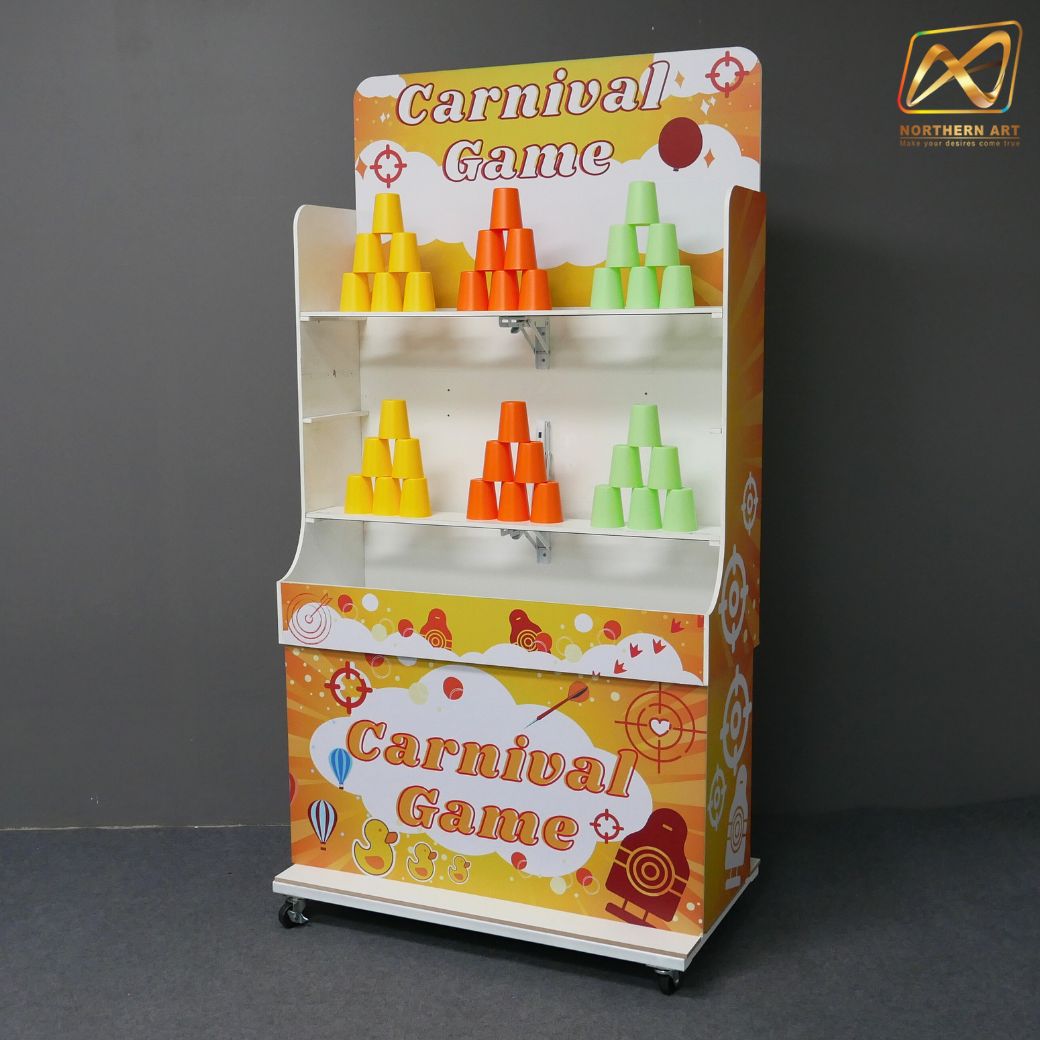 CARNIVAL GAME เกมส์ปาแก้ว ขนาดโครง (W) 90 x (L)50 x (H)176 cm. พร้อมแก้ว 36 ใบ และบอลโฟม 12 ลูก