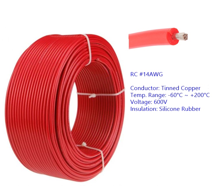 14AWG สายไฟซิลิโคน Silicone Rubber Wire Solar Cable สีแดง 1 เมตร