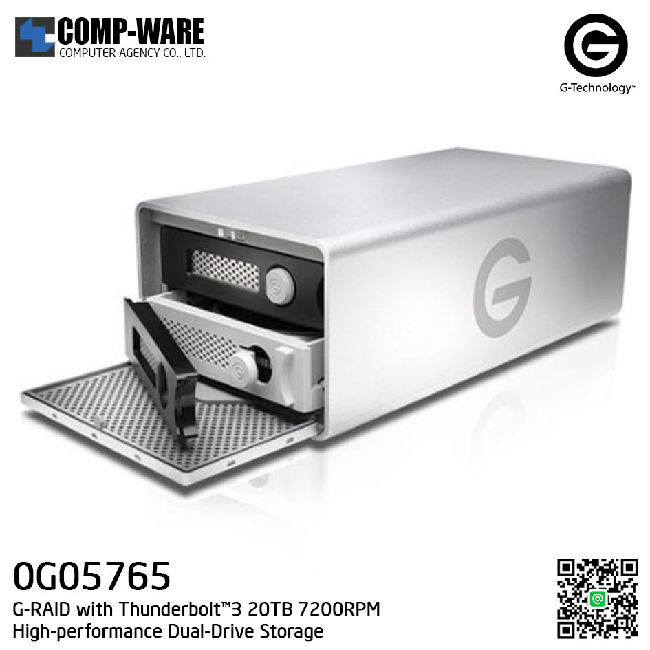 G-Technology G-RAID with Thunderbolt™3 20TB 7200RPM High-performance Dual-Drive Storage - 0G05765