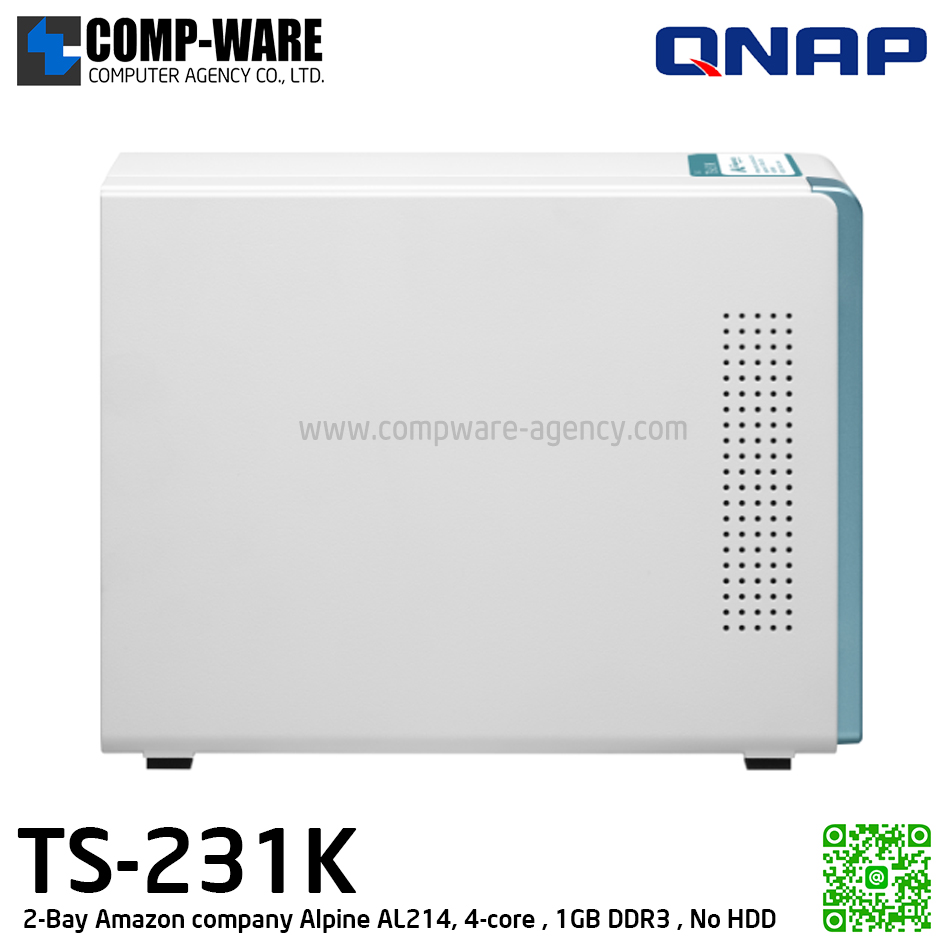 QNAP NAS (2-Bay) TS-231K (1GB DDR3 RAM) Annapurna Labs Quad-Core , No HDD // 2Y Warranty
