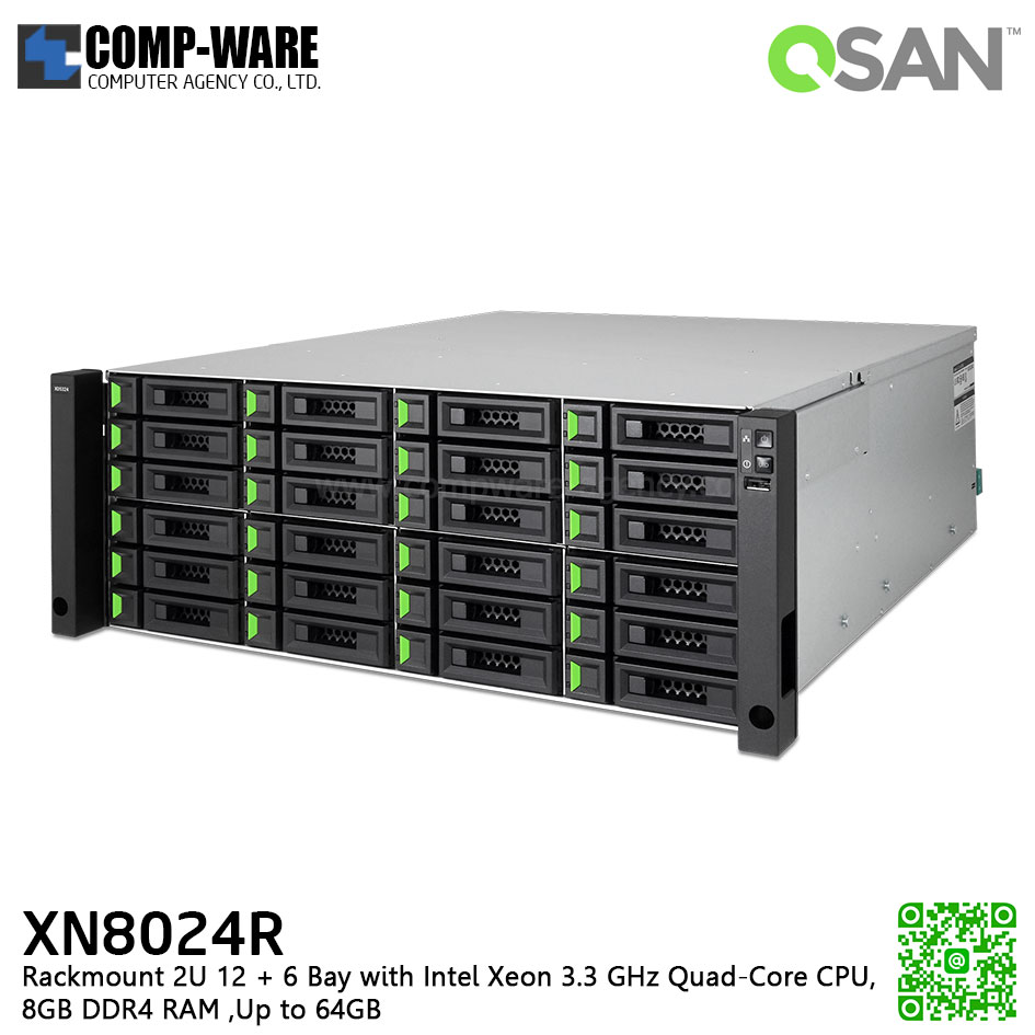 QSAN (24 Bays) XCubeNAS XN8024R (8GB RAM) Rackmount 4U NAS Storage , No HDD