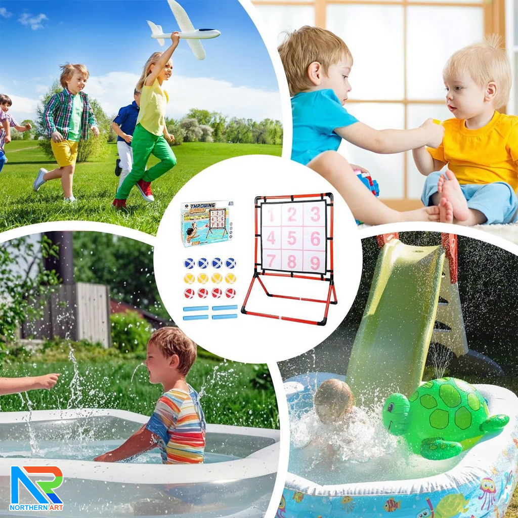 เกมส์ปาบอล ขนาด (W)68 x (H)95 cm. พร้อมลูกบอล 12 ลูก ถอดประกอบได้ เคลื่อนย้ายสะดวก เล่นสนุกทุกเพศทุกวัย ช่วยฝึกสมาธิและความแม่นยำ