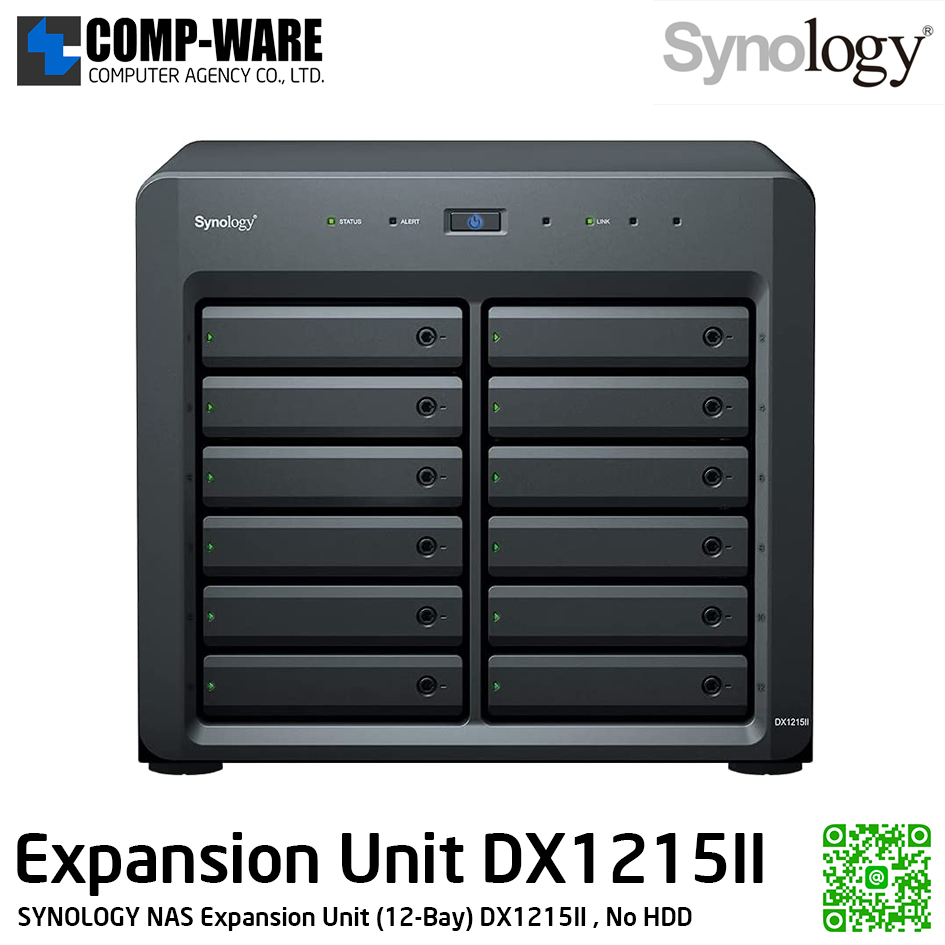 Synology Expansion Unit (12-Bay) DX1215II / No HDD / 5 Year Warranty