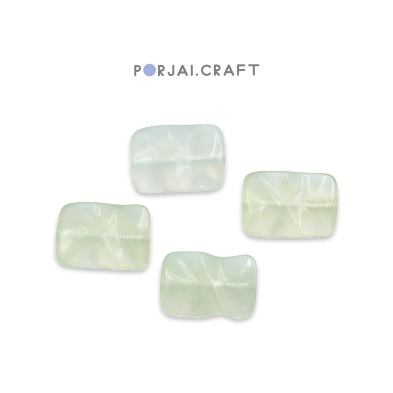 Waved Rectangle New Jade Bead ลูกปัดนิวเจด 29mm