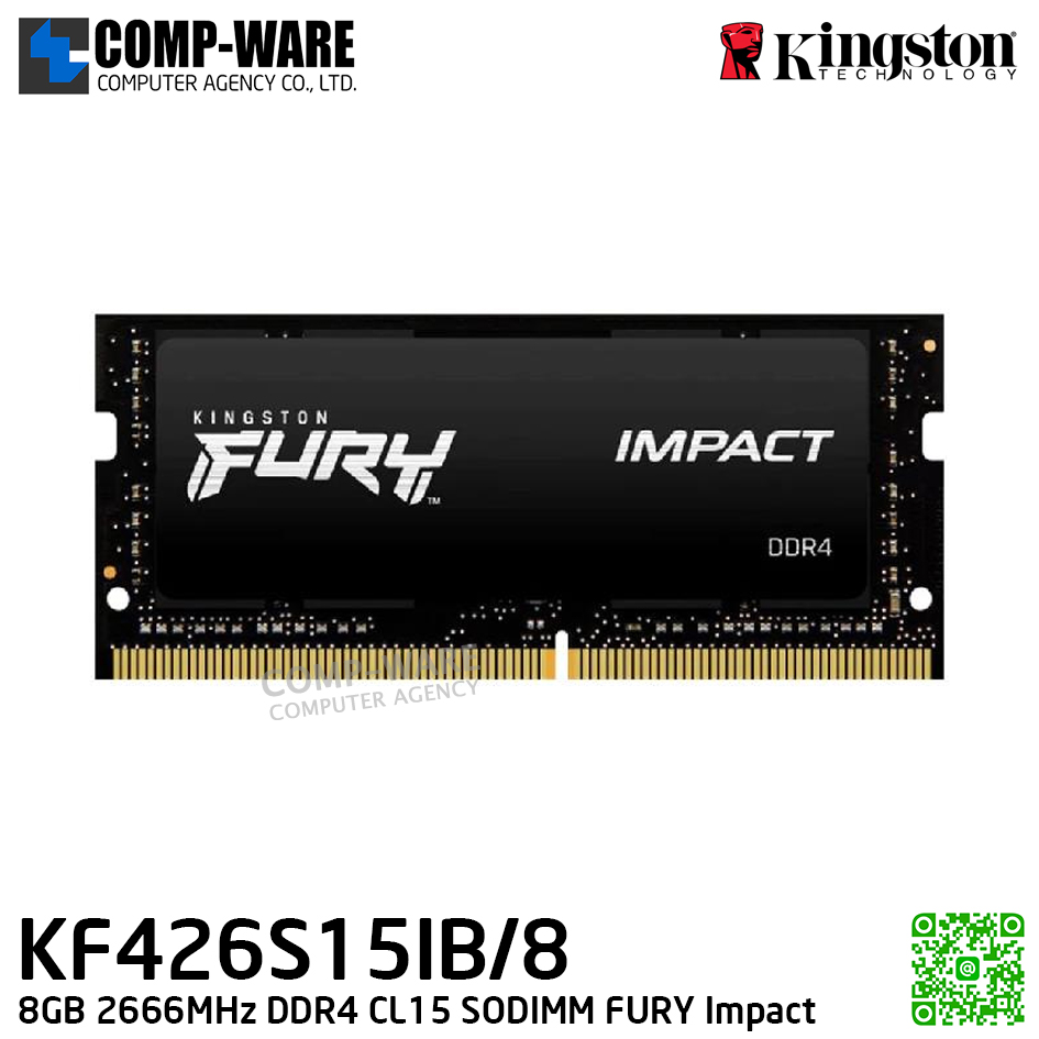 Kingston KF426S15IB/8 8GB 2666MHz DDR4 CL15 SODIMM FURY Impact - Lifetime Warranty - Memory Module - RAM