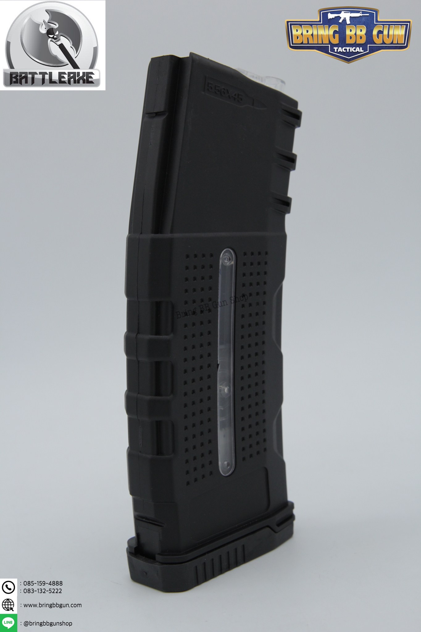 แม็กกาซีน M4 ยี่ห้อ Battle Axe แบบปั่น มี4ทรงให้เลือก ทรง P-mag(P-mag Hi-cap magazine) ทรง EPM(EPM Hi-cap magazine) ทรง 002(002 Hi-cap magazine) ทรง IMI Lancer(IMI Lancer Hi-cap magazine)