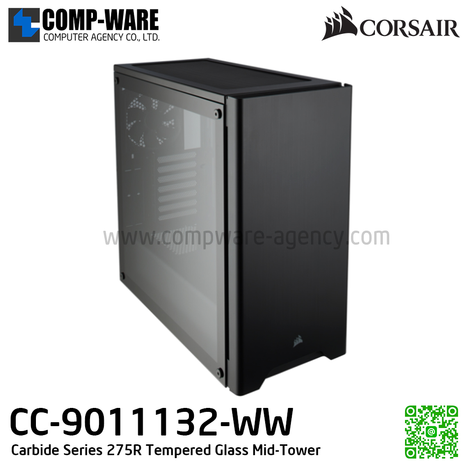 CORSAIR Carbide Series 275R Tempered Glass Mid-Tower Gaming Case Black - 275R-BK (CC-9011132-WW) เคสเปล่า