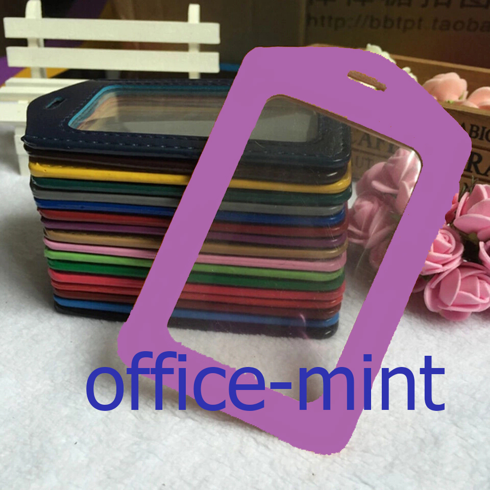 ป้ายชื่อพนักงานและบัตรพนักงานคล้องคอ หนัง S36 สีชมพู