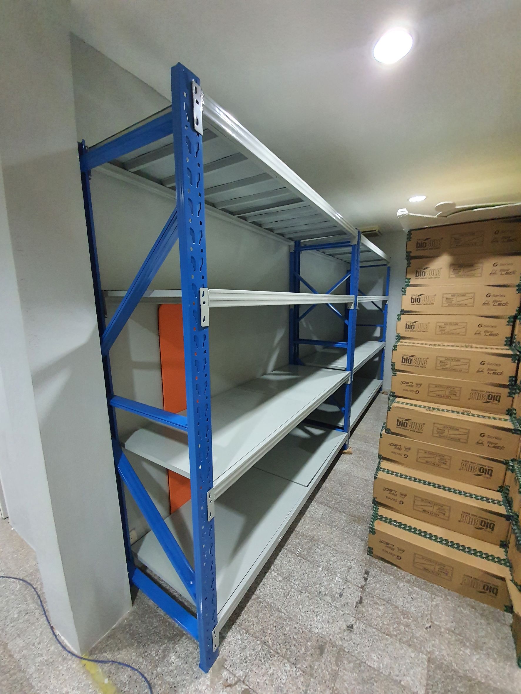 ชั้นวางสินค้า Micro Rack (ชั้นเดี่ยว Single Rack) สีทูโทน น้ำเงิน/ขาว W200 x D60 x H200 cm.