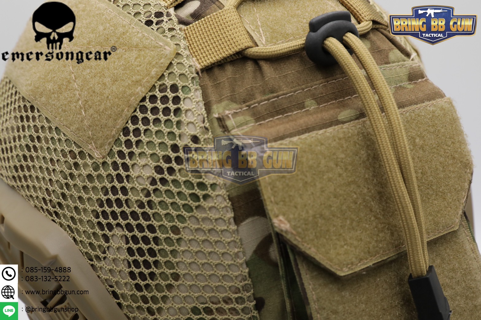 หมวก Fast ยี่ห้อ Emerson + ผ้าคลุมหมวก รุ่น ปรับท้ายทอยได้ (Fast Helmet MH type)