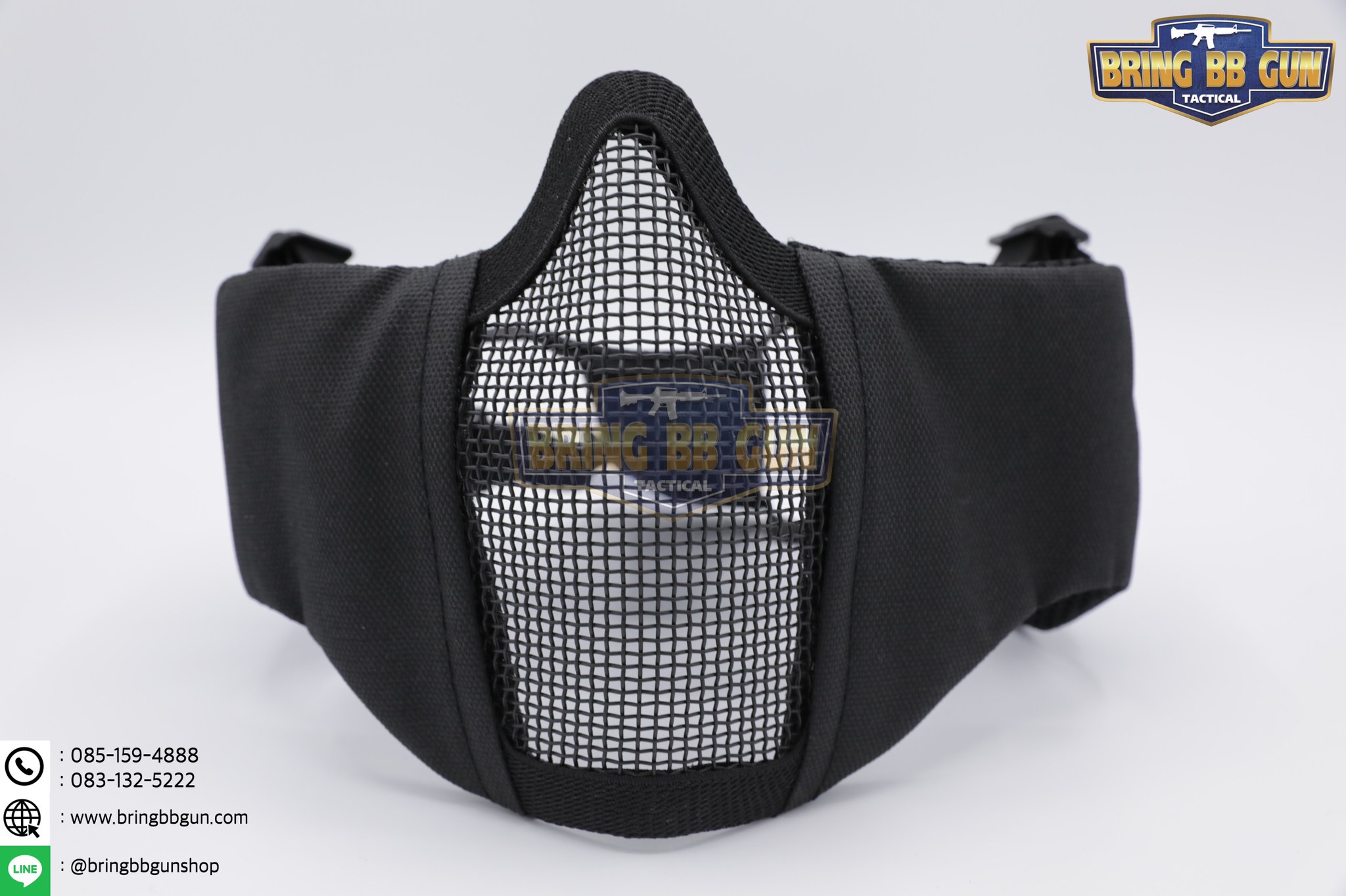 หน้ากากตะแกรงครึ่งหน้า รุ่นแก้มผ้ามีที่ปิดหู