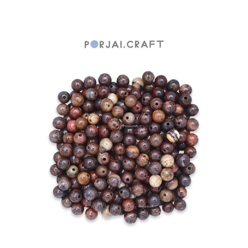 Petrified Wood Beads ลูกปัดไม้กลายเป็นหิน