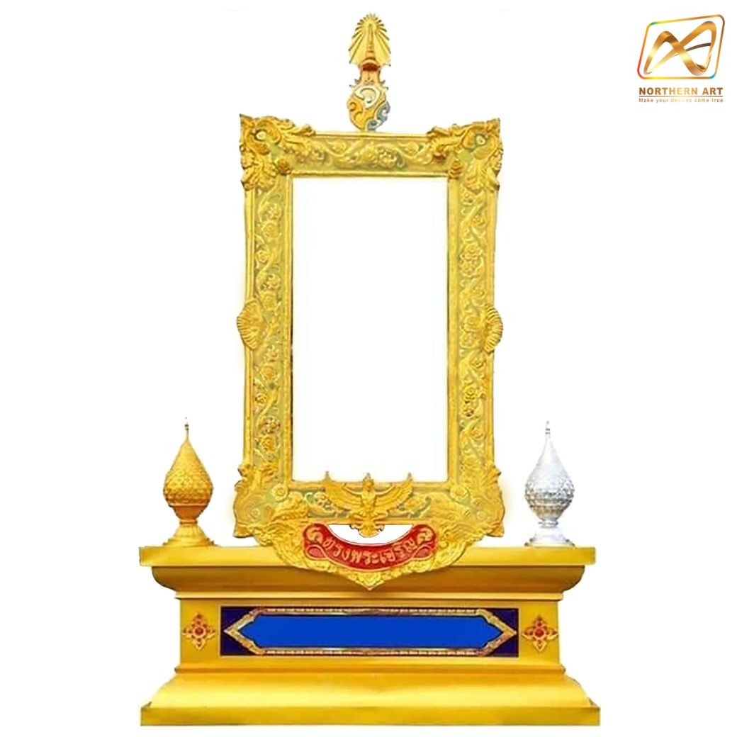 ซุ้มเฉลิมพระเกียรติ ขนาด 3.50 x 6.00 ม. พร้อมตราสัญญลักษณ์ พานพุ่ม ป้ายหน่วยงาน