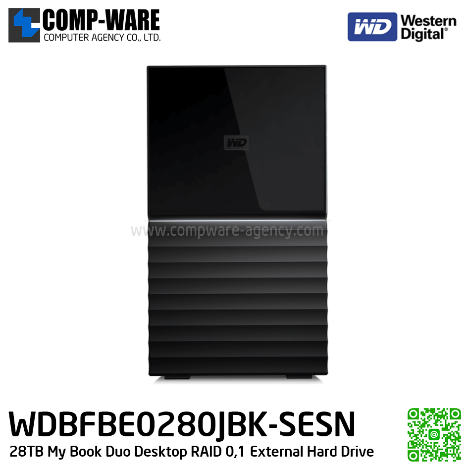 WD 28TB My Book Duo Desktop RAID 0,1 External Hard Drive - USB 3.1 - WDBFBE0280JBK-SESN