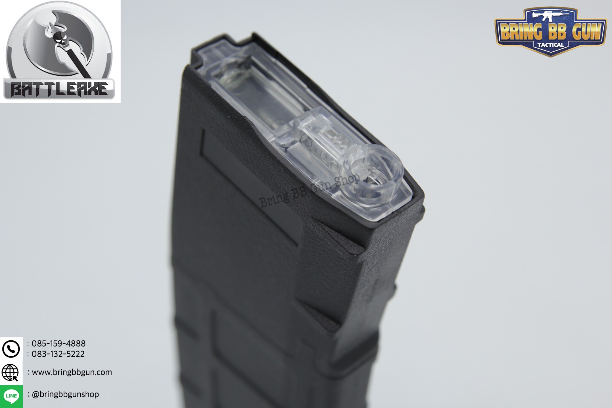 แม็กกาซีน M4 ยี่ห้อ Battle Axe แบบปั่น มี4ทรงให้เลือก ทรง P-mag(P-mag Hi-cap magazine) ทรง EPM(EPM Hi-cap magazine) ทรง 002(002 Hi-cap magazine) ทรง IMI Lancer(IMI Lancer Hi-cap magazine)