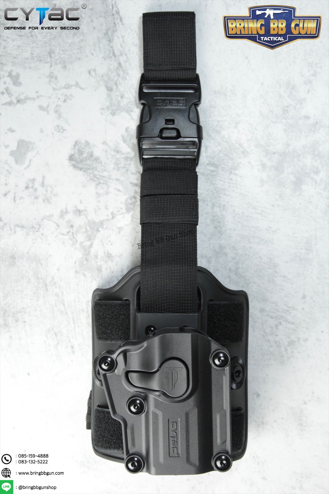 ซองปืนพกนอกปลดนิ้วชี้ Megafit + เพลทรัดต้นขา ยี่ห้อ Cytac (Mega-fit Universal Holster with Drop Leg Platform)