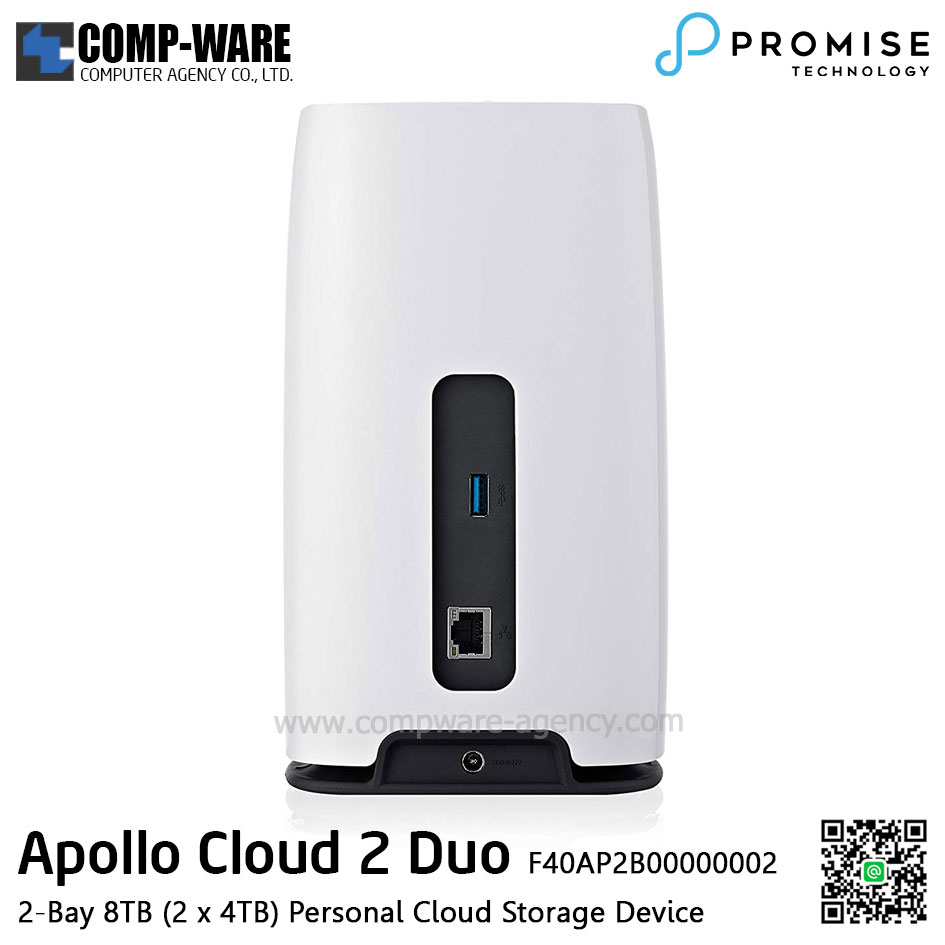 PROMISE Apollo Cloud 2 Duo Storage (2-Bay) 8TB (2 x 4TB) (256MB RAM) 3.5inch SATA - F40AP2B00000002