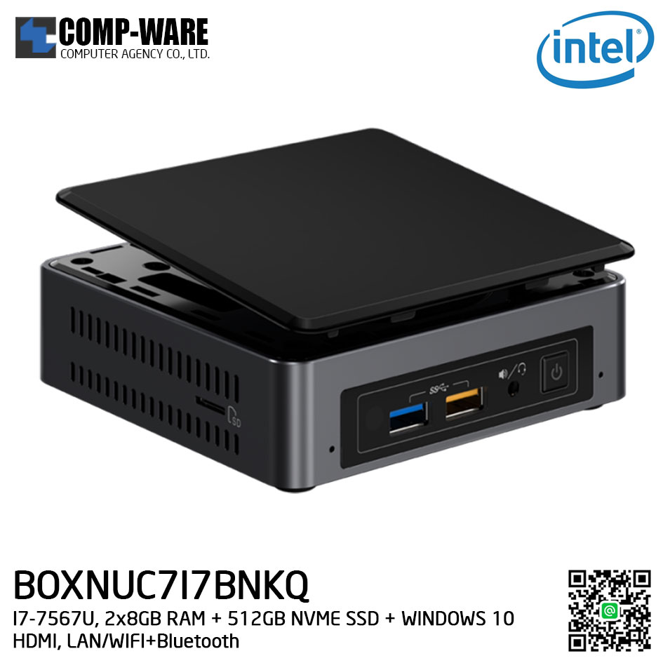Intel NUC7I7BNKQ Mini PC NUC Kit - (I7-7567U, 2x8GB DDR4-2133 + 512GB NVME SSD + WINDOWS 10 HOME 64BIT INSTALLED, HDMI, LAN/WIFI+Bluetooth) BOXNUC7I7BNKQ