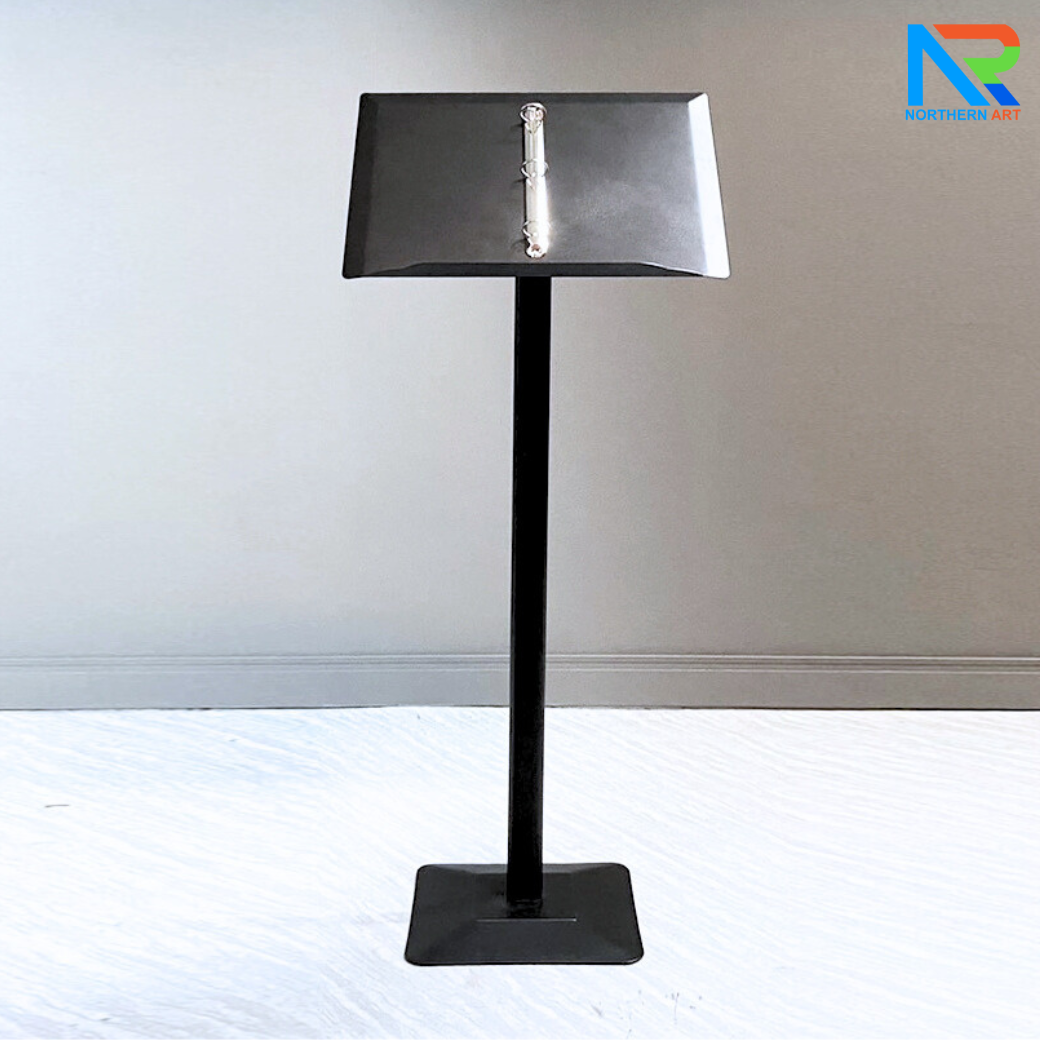 เมนูสแตนด์ สีดำ ขนาด A3 วัสดุเหล็กพ่นอบสีอุตสาหกรรม ถอดประกอบได้ พร้อมห่วงใส่เอกสาร ถอดออกได้