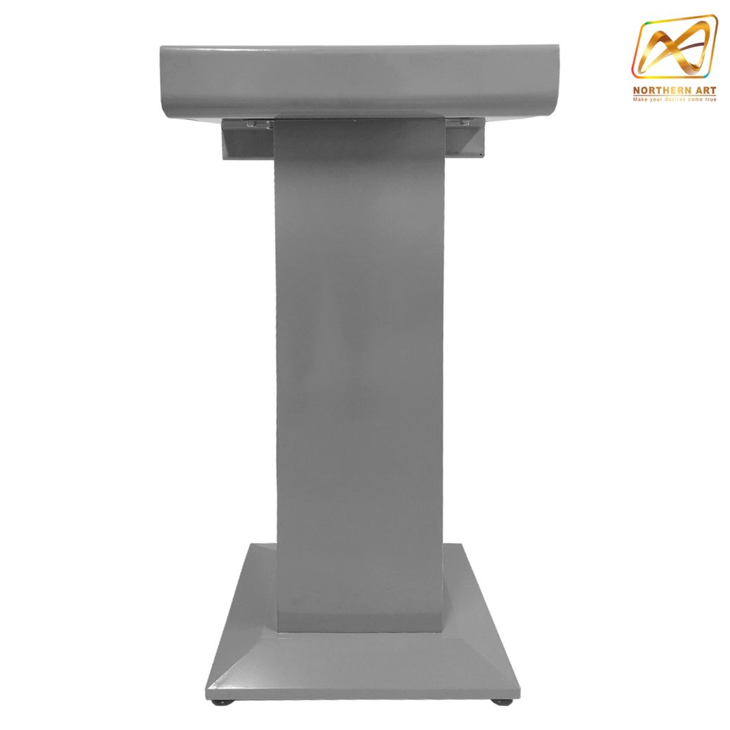 เช่าโพเดียมเหล็ก สีเทา TOPตรง ขนาด (W)55 x (L)42 x (H)115 cm. บริการรับ-ส่ง กทมฯและปริมลฑล