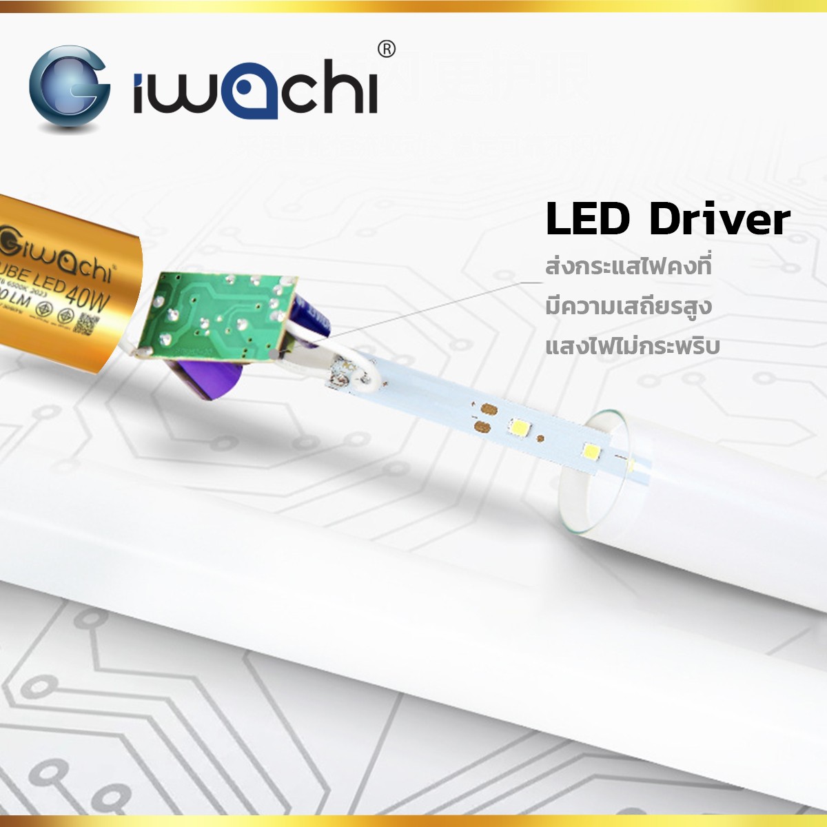 ชุดหลอดพร้อมราง ขาสปริง LED T8 40W พิเศษ 4600LM แสงขาว จำหน่ายยกลัง 20 ชุด