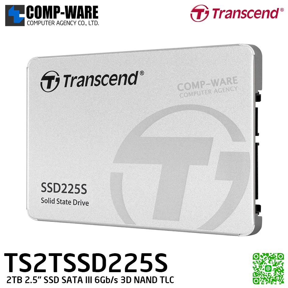 Transcend SSD225S 2TB 2.5" SSD SATA III 6Gb/s 3D NAND TLC - TS2TSSD225S - 3Y Warranty