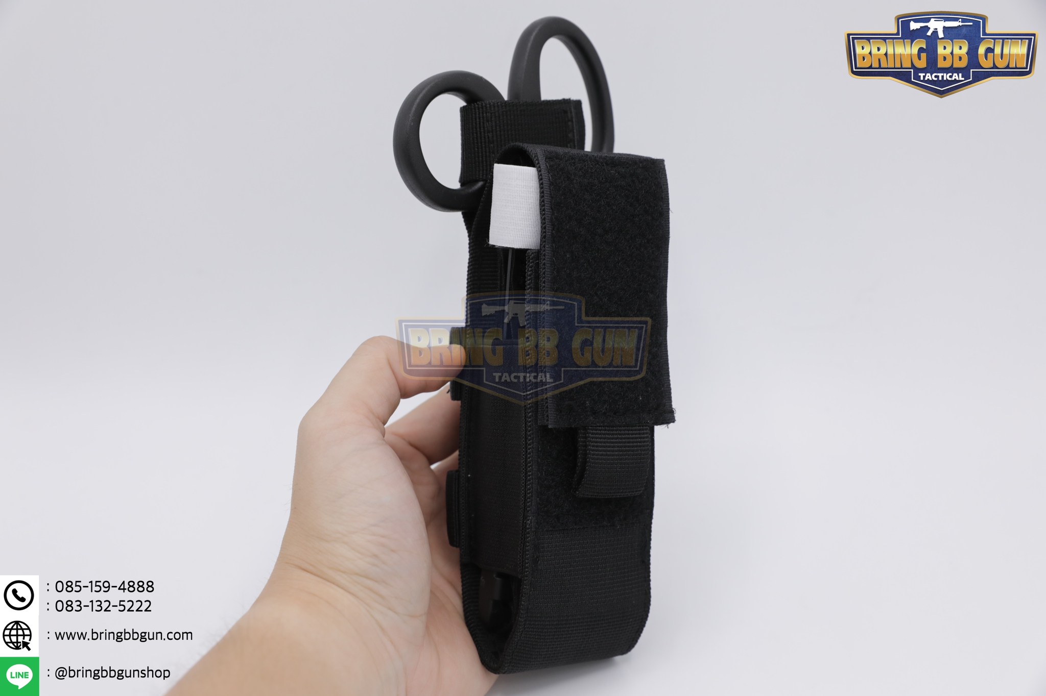 เพ้าผ้าใส่สายห้ามเลือด และ กรรไกรสนาม (ซองผ้าใส่สายรัดห้ามเลือด)