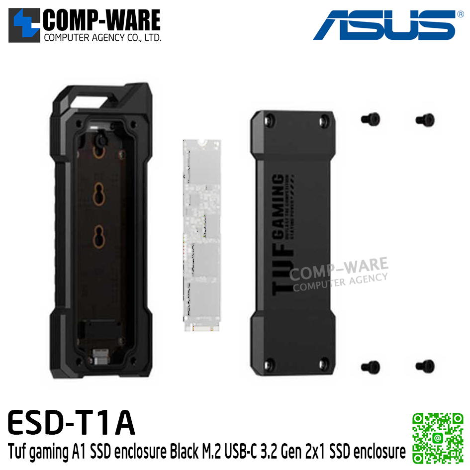 Asus Tuf Gaming ESD-T1A SSD M.2 External Case - (TYPE-C) USB3.2 Gen 2X1 - SSD Compatility M.2 PCI Express 2280/2260/2242 - 1Y Warranty