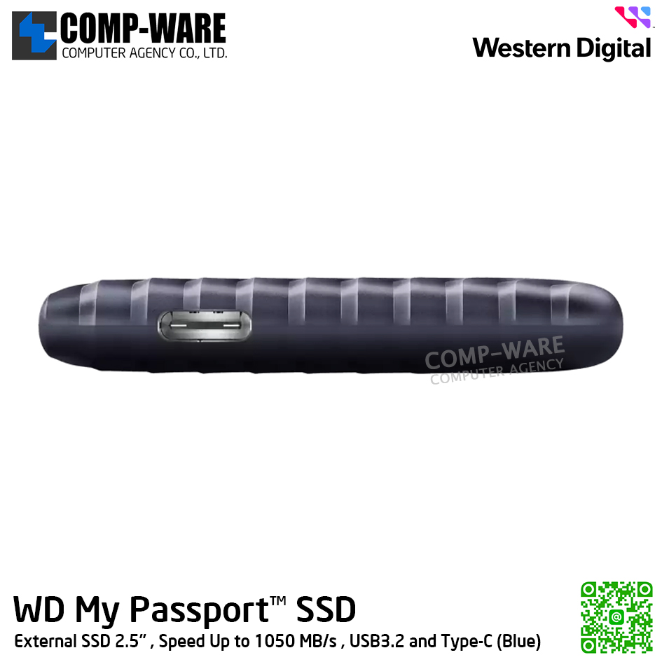 WD 1TB My Passport SSD External SSD 2.5" , Speed Up to 1050 MB/s , USB3.2 and Type-C (Blue) WDBAGF0010BBL-WESN รับประกัน 3 ปี