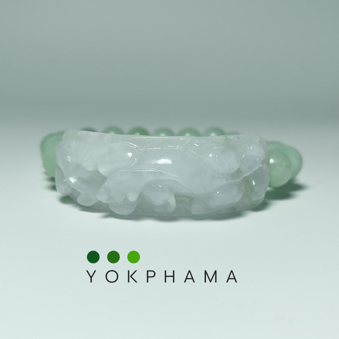 [00101]สร้อยข้อมือหยก เลสสิงแกะสลัก