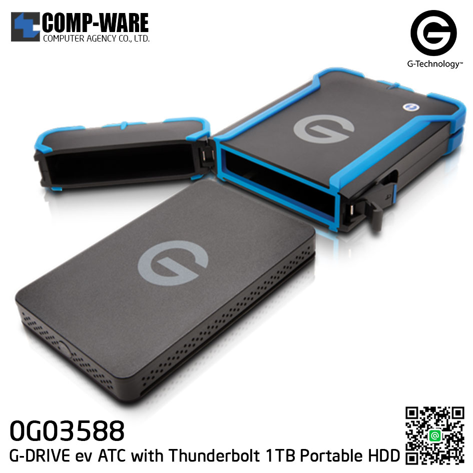 G-Technology G-DRIVE ev ATC with Thunderbolt 1TB 7200RPM USB3.0 Portable Hard Drive - 0G03588