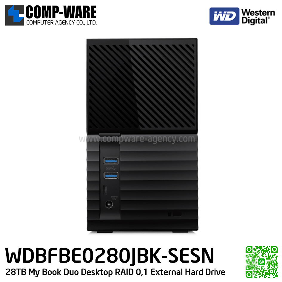 WD 28TB My Book Duo Desktop RAID 0,1 External Hard Drive - USB 3.1 - WDBFBE0280JBK-SESN