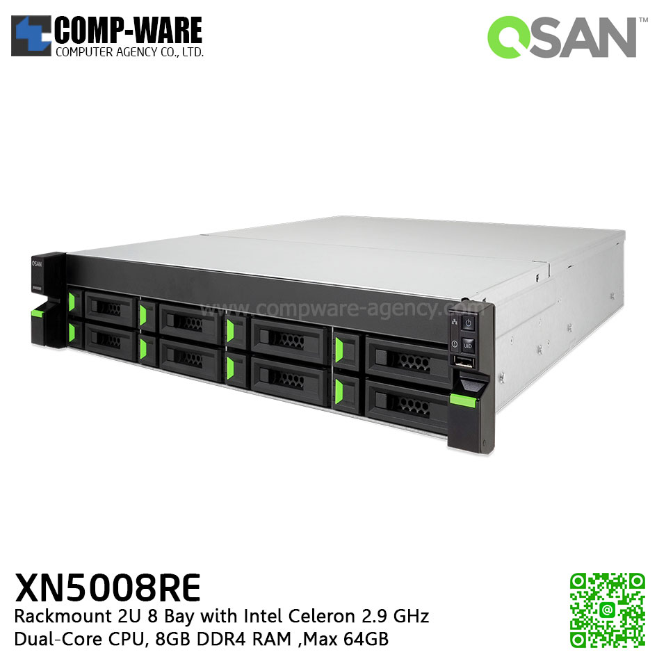 QSAN (8 Bays) XCubeNAS XN5008RE (8GB RAM) Rackmount 2U NAS Storage , No HDD