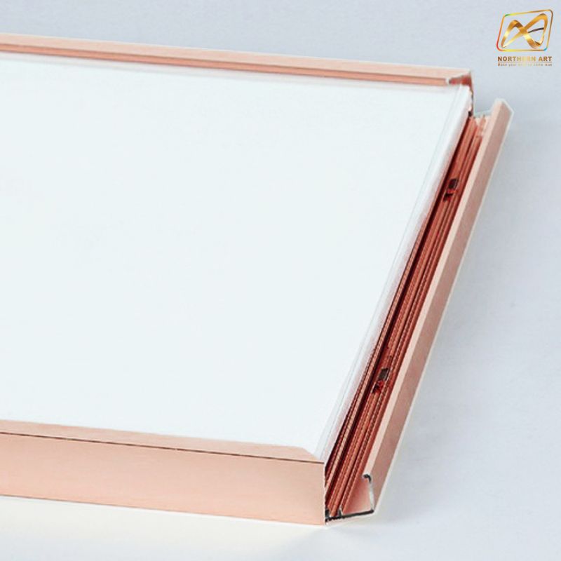 กรอบภาพ กรอบรูป กรอบโปสเตอร์ รุ่น B สีโรสโกลด์ สอดงานพิมพ์ด้านบน น้ำหนักเบา ติดตั้งง่าย ไม่ต้องเจาะผนัง