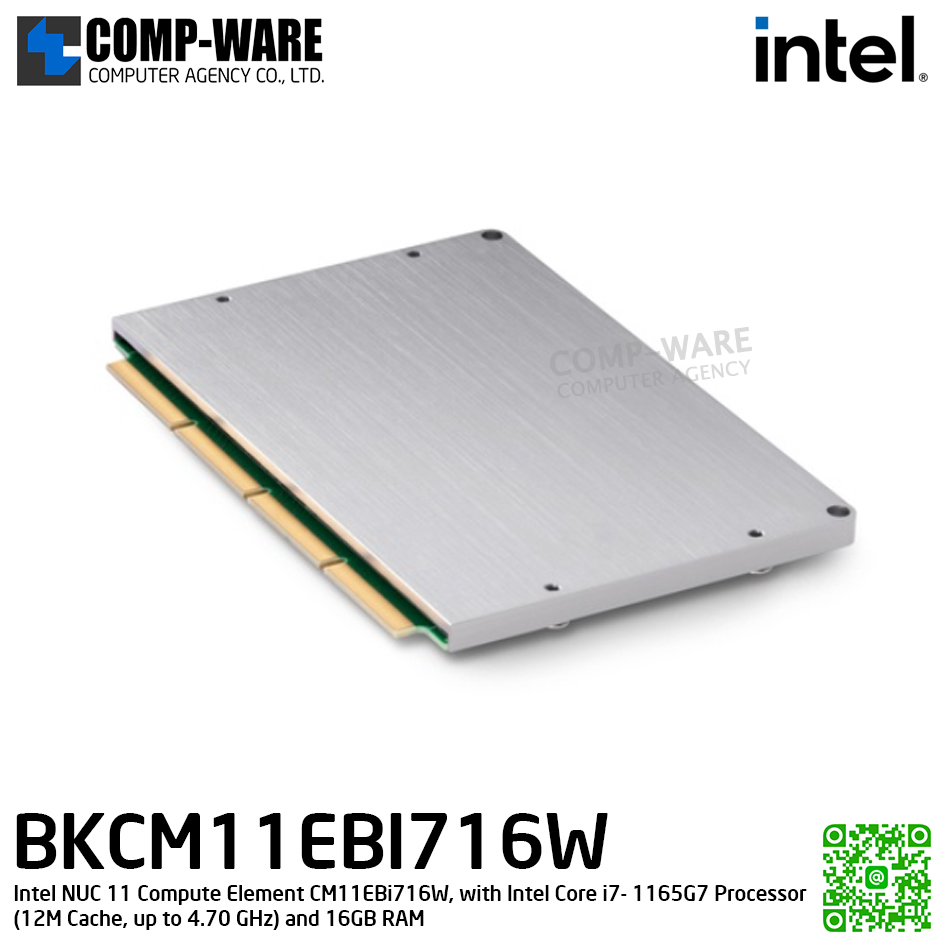 Intel NUC compute element - Elk Bay, Intel NUC 11 Compute Element CM11EBi716W, with Intel Core i7- 1165G7 Processor (12M Cache, up to 4.70 GHz) and 16GB RAM / 3Y Warranty - BKCM11EBI716W,99A8FP