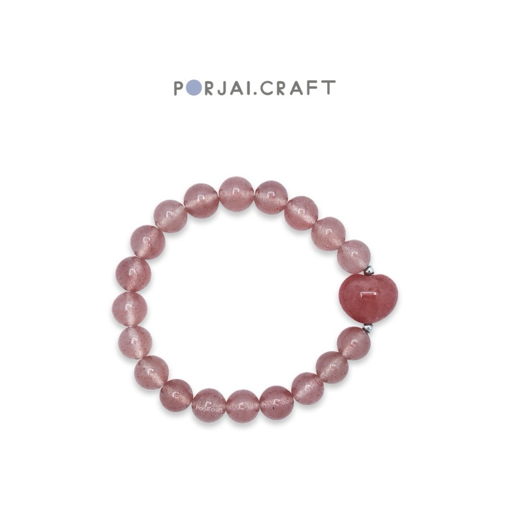 Strawberry Quartz Beaded Bracelets สร้อยข้อมือสตอเบอรี่ควอตซ์