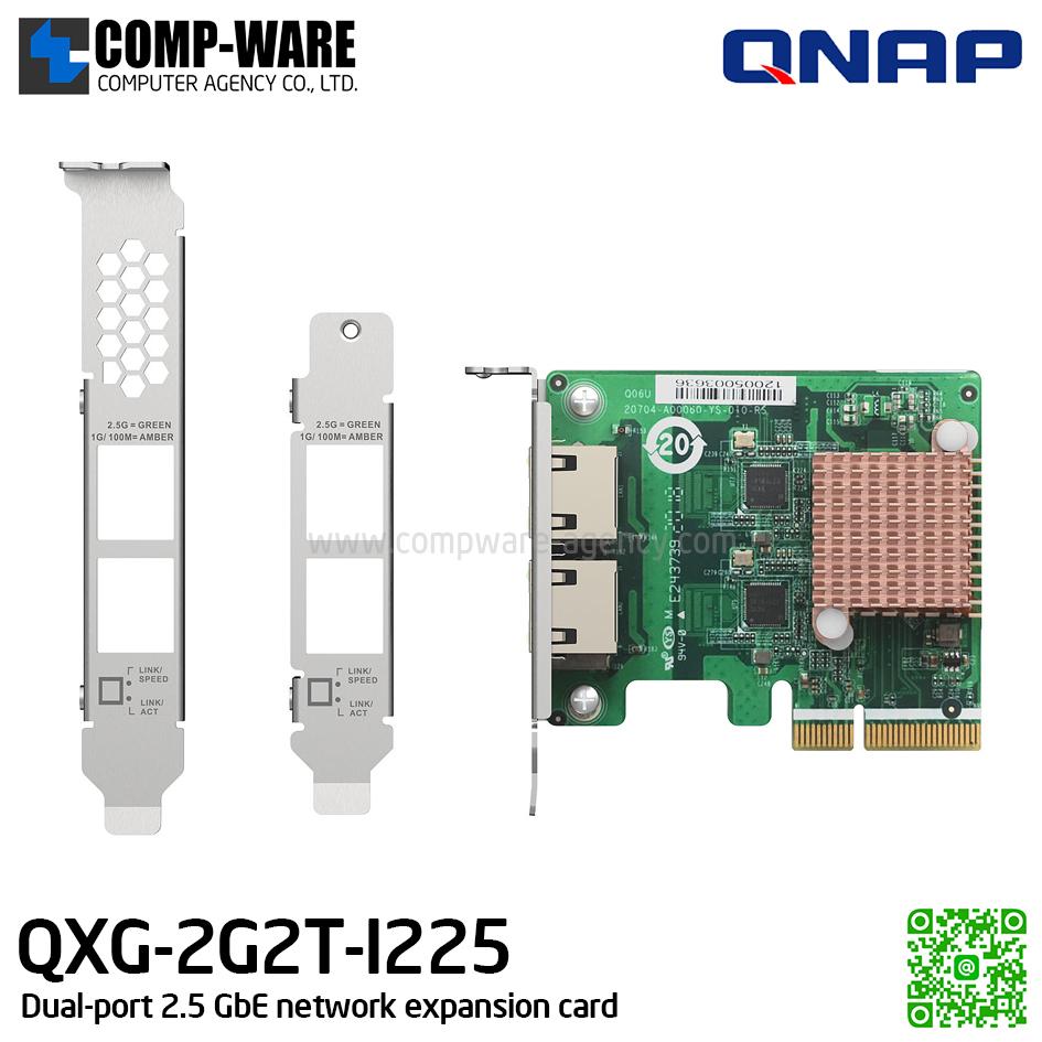 QNAP QXG-2G2T-I225 Dual-port 2.5 GbE network expansion card - Spare Part - 1Y Warranty