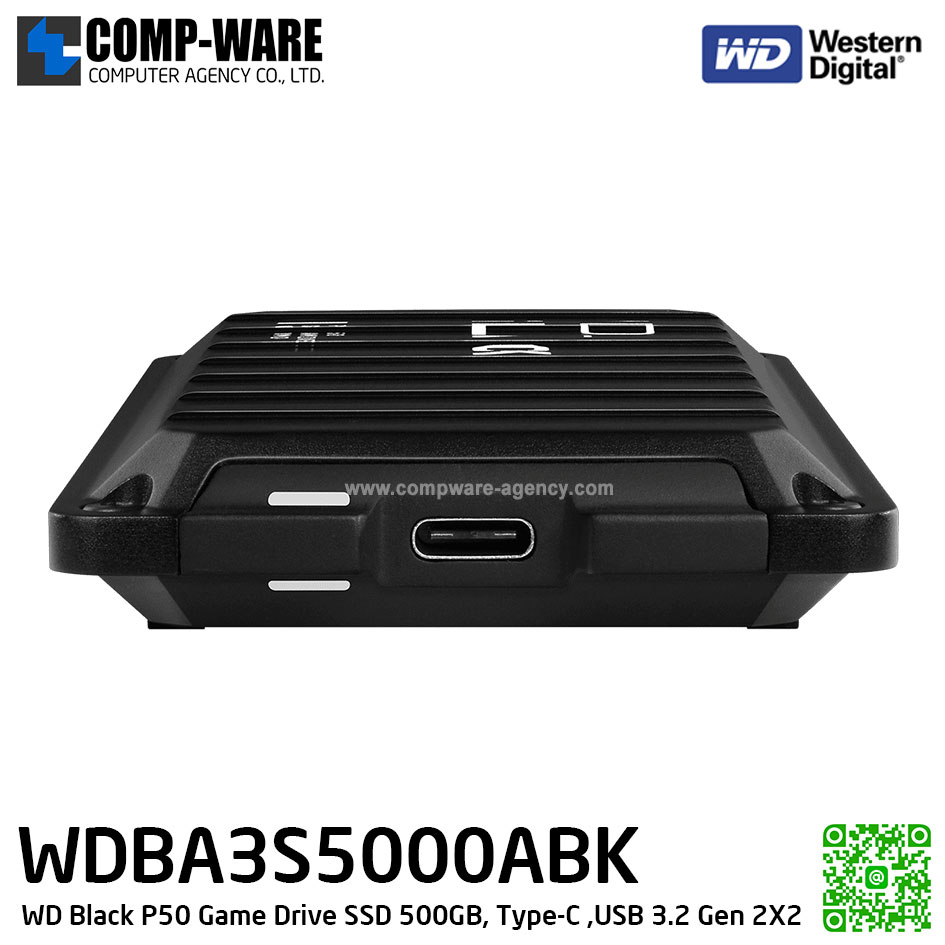 WD Black P50 Game Drive SSD 500GB, Type-C ,USB 3.2 Gen 2X2, Speed up to 2,000 MB/s [ External SSD เอสเอสดีพกพา M.2 ] WDBA3S5000ABK-WESN รับประกัน 5 ปี