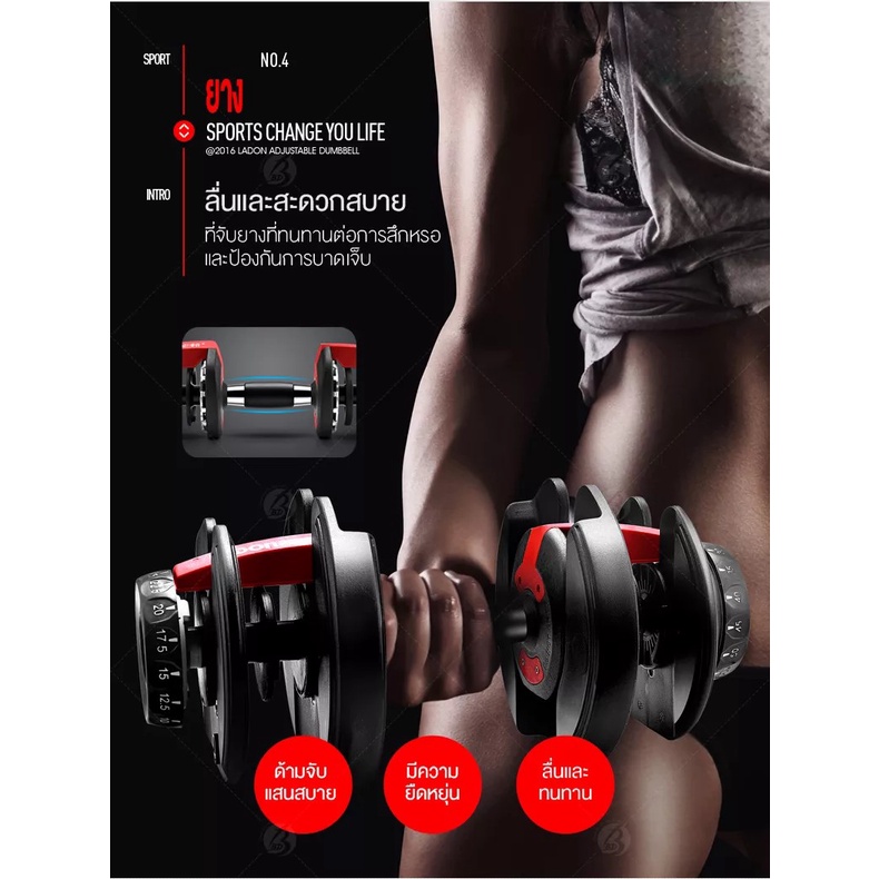 2599ทักแชทค่าส่ง 0บ. ดัมเบลปรับน้ำหนักได้ Mask1 แผ่นเหล็กพรีเมี่ยม ทนทาน น้ำหนัก 24 Kg