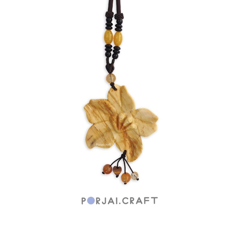 Yellow Jasper Flower Necklace สร้อยคอดอกไม้ แจสเปอร์สีเหลือง