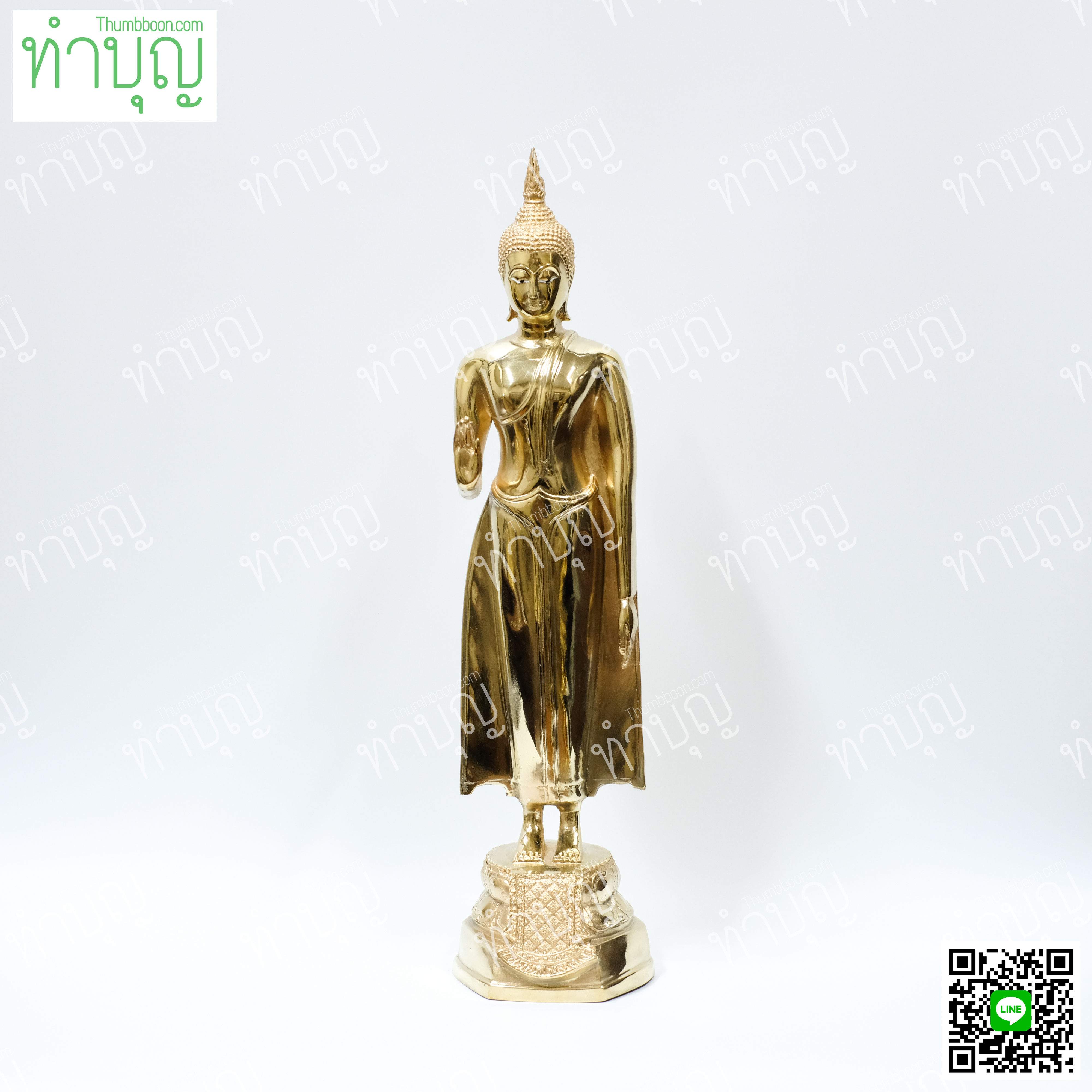 พระประจำวันจันทร์ (ปางห้ามญาติ) 9" ทองเหลือง