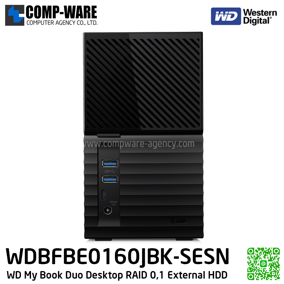 WD 16TB My Book Duo Desktop RAID 0,1 External Hard Drive - USB 3.1 - WDBFBE0160JBK-SESN