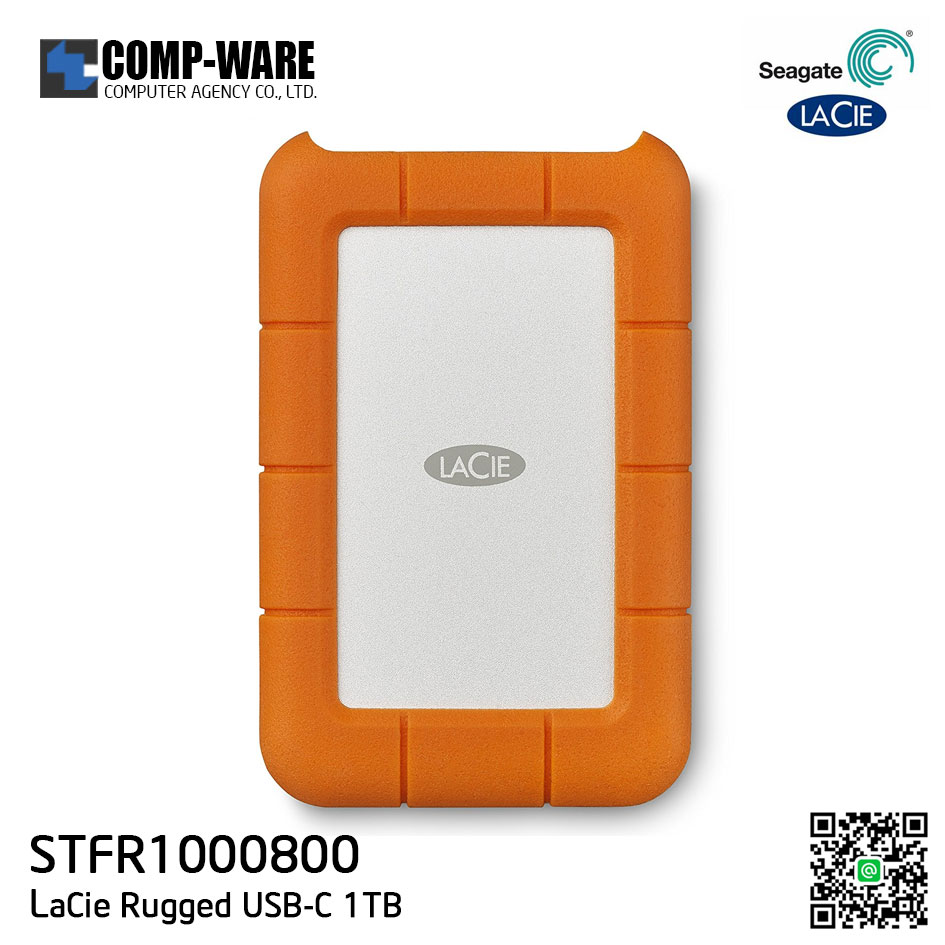 Seagate LaCie Rugged USB-C and USB 3.0 1TB Portable Hard Drive STFR1000800