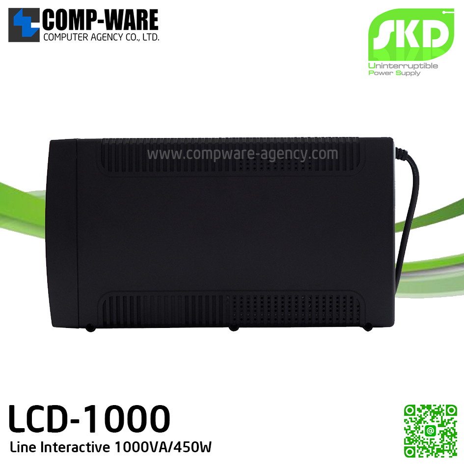 SKD UPS LCD-1000 1000VA/450W, LCD Display,Batt 12V8Ah*1, Hotswap Battery, Line Interactive รับประกัน 2ปี