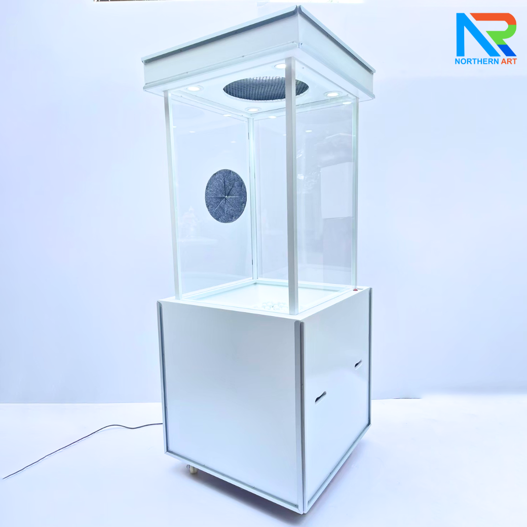 เช่าเกมส์ตู้ลม เช่าตู้ลมจับรางวัล (W)70 x (L)70 X (H)185 cm.พร้อมงานพิมพ์สติ๊กเกอร์ ไม่รวมบอลโฟม