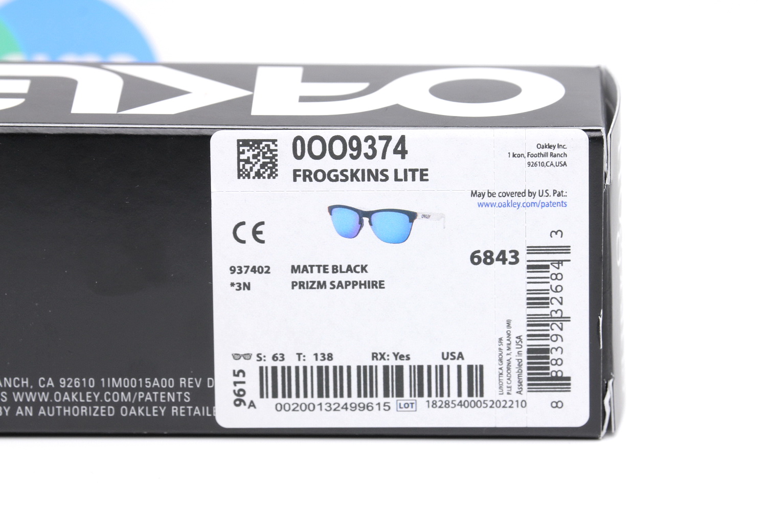 Oakley Frogskins Lite Prizm Sapphire/Matte Black SKU#OO9374-02