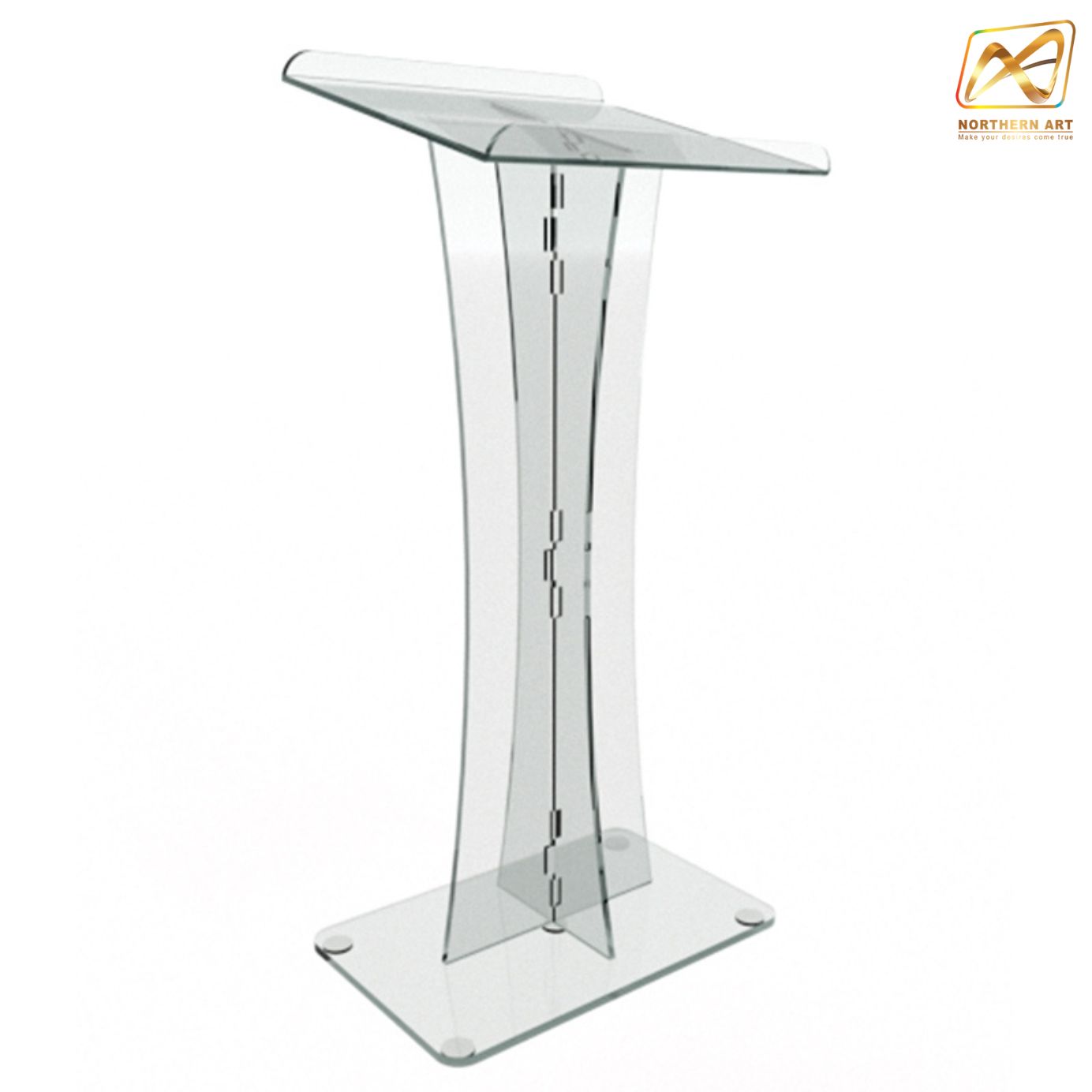 โพเดียม อะคริลิคใส AC-03 ขนาด (W)50 x (L)44 x (L)120 cm. TOP เอียงพร้อมกันตก วัสดุอะคริลิคใส หนา 10-20 มม.