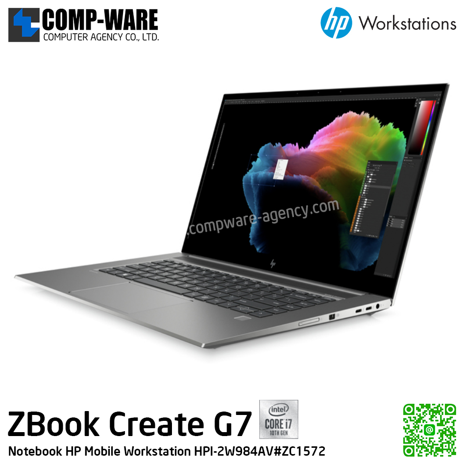 HP Mobile Workstation ZBook Create G7 - Intel Core i7-10850H / 16GB DDR4 / 512GB PCIe NVMe / NVIDIA GeForce RTX2070 (8GB) / Intel WiFi 6 + Bluetooth / 15.6inch FHD (1920x1080) / Windows 10 Pro / 3Years On-site