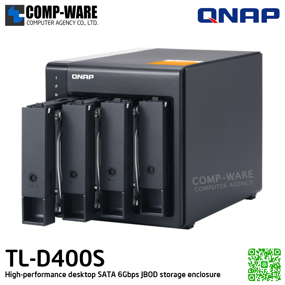 QNAP (Tower 4-Bay) TL-D400S / 4 x 2.5"/3.5" SATA 6Gbps / Single PSU / 2Y Warranty / No HDD - Expansion Enclosure