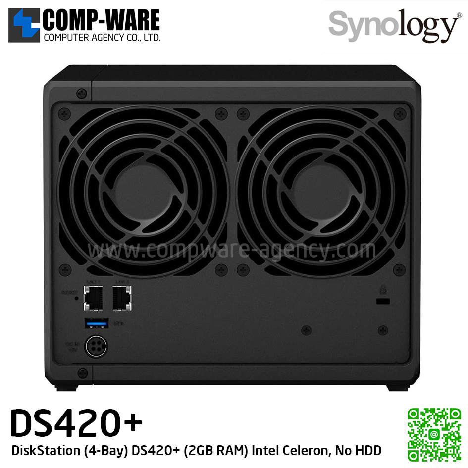 Synology DiskStation (4-Bay) DS420+ (2GB DDR4 RAM up to 6GB) Intel Celeron J4025 Dual-Core, No HDD